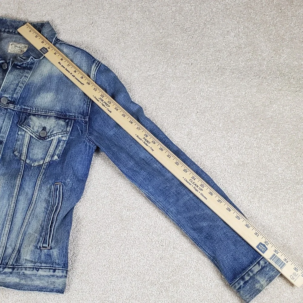 Polo Ralph Lauren Men's Blue Jean Jacket Size M Distressed Trucker Vintage 1990s